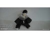 Păpușă venețiană din porțelan Arlechino, lucrată manual