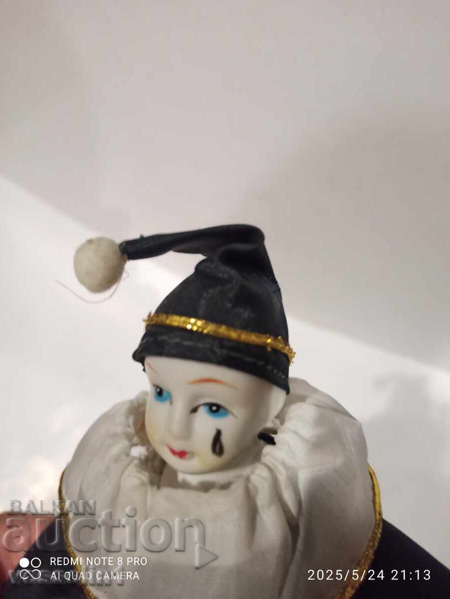 Licitație Păpușă venețiană din porțelan Arlechino, lucrată manual