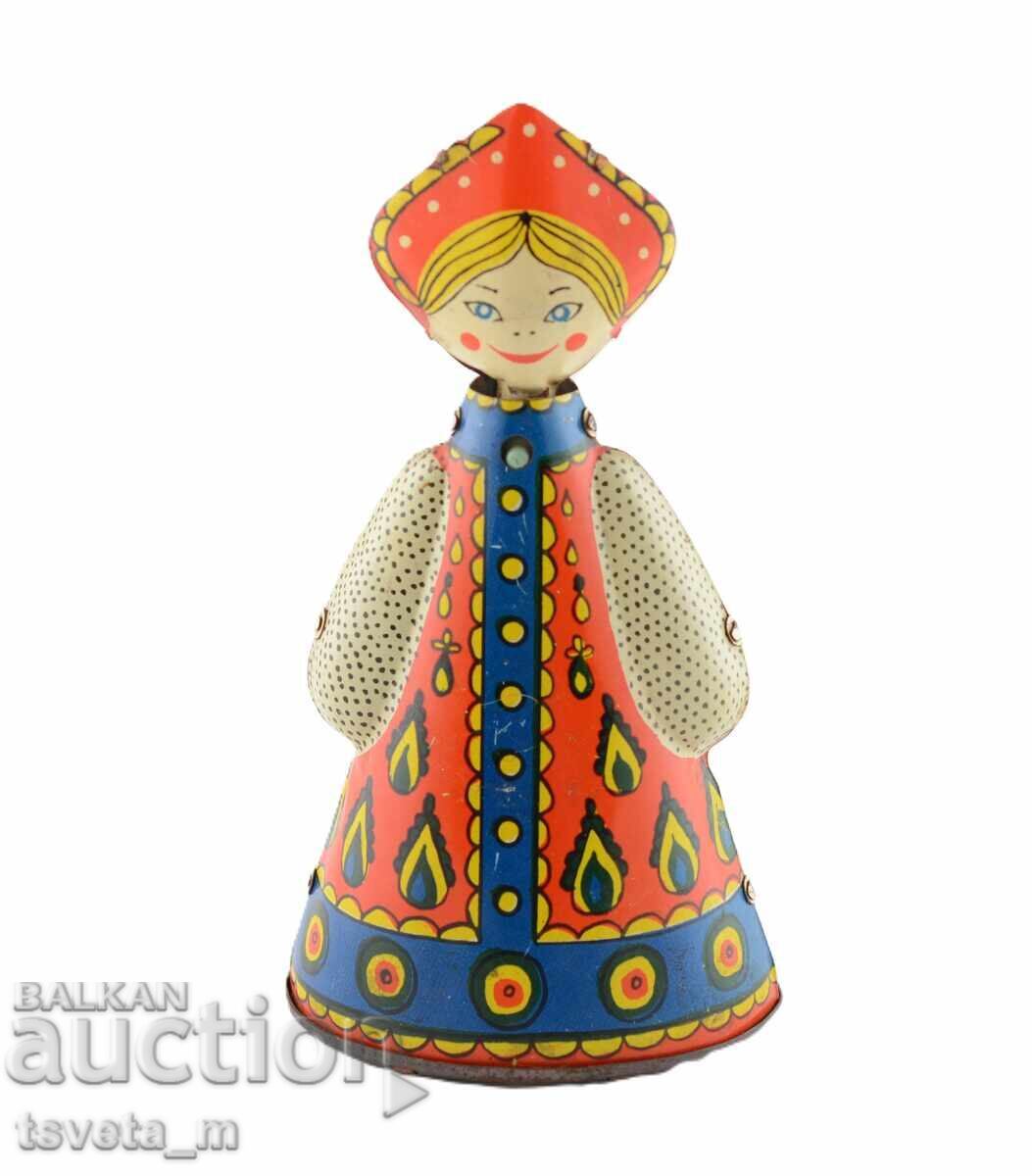 Păpușă metalică / din tablă, cu mecanism, URSS, jucării pentru copii Păpușă metalică / din tablă, cu mecanism, URSS, jucării pentru copii