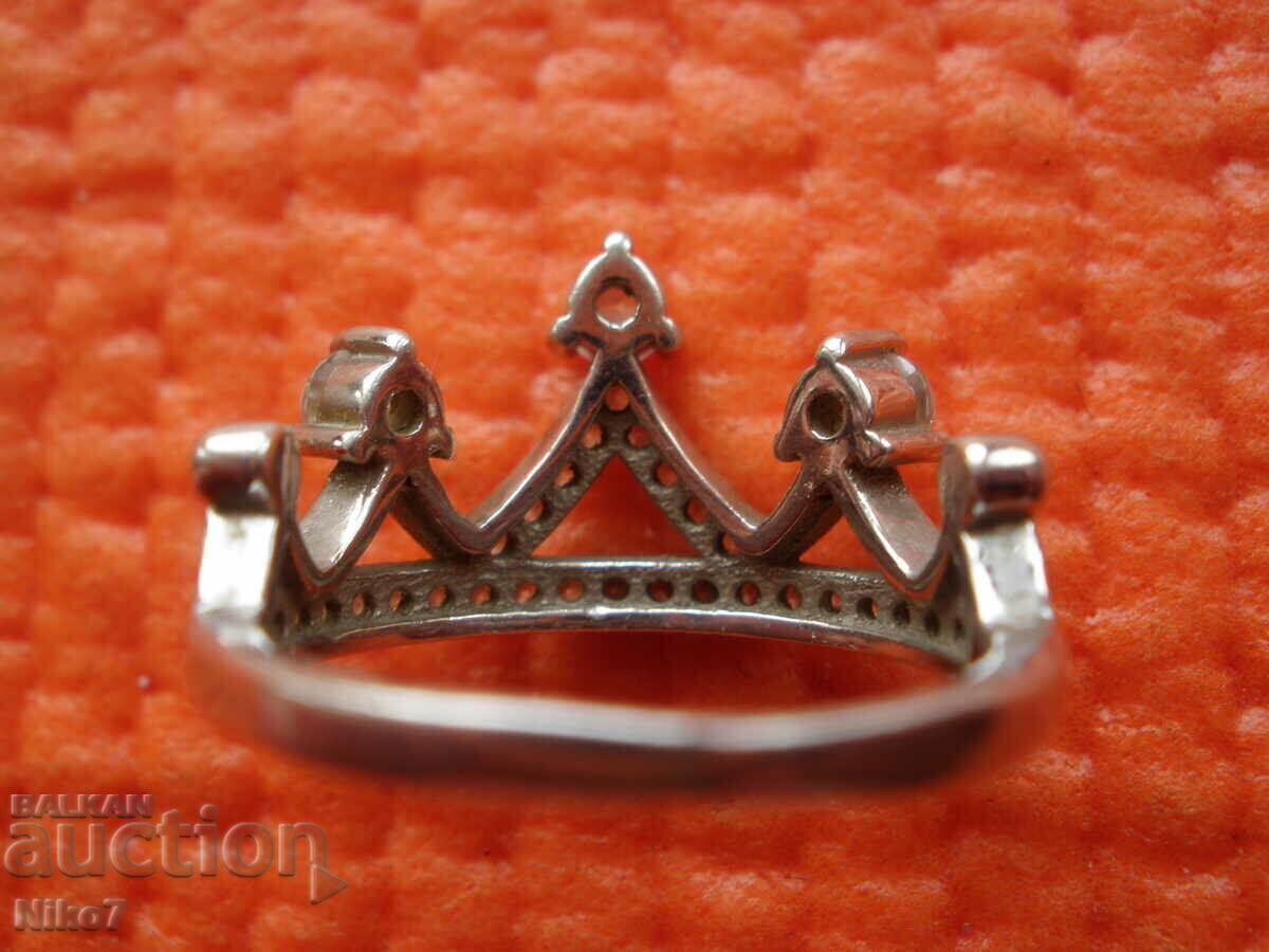Ασημί, ενδιαφέρον, αντίκα, δαχτυλίδι - "Royal Crown" - 6