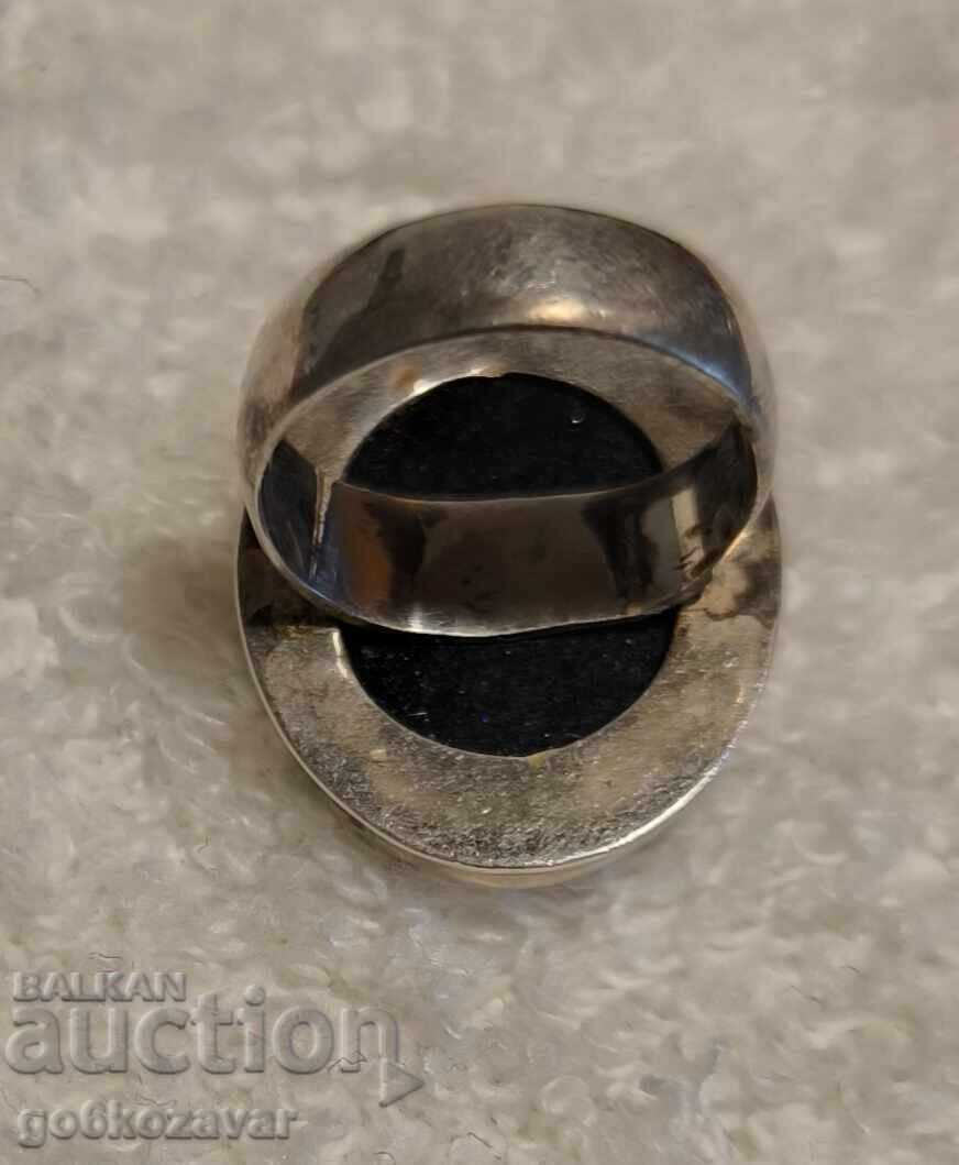 Delivery of Ring, star stone with natural blue sandstone, silver 925