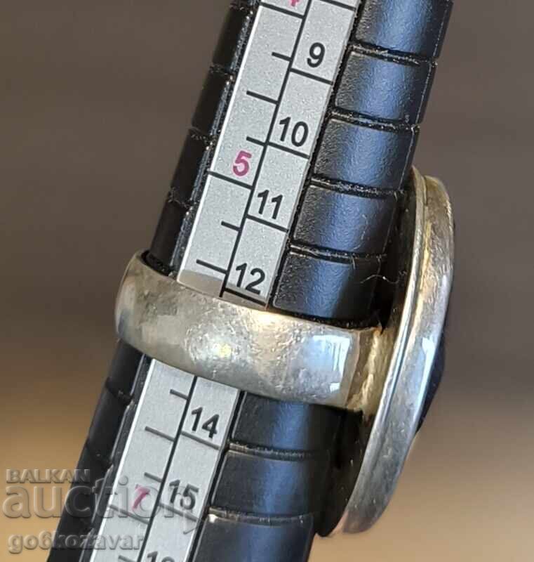 Ring, star stone with natural blue sandstone, silver 925 - 7