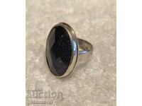 Δαχτυλίδι, αστερόπετρα με φυσικό μπλε ψαμμίτη, ασήμι 925