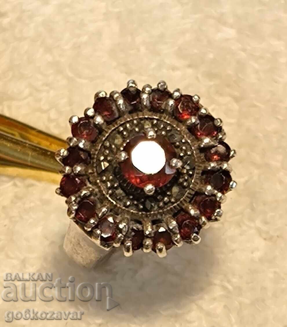 Δαχτυλίδι, Βοημικός γρανάτης, μαρμαρυγίες, Ασήμι, Υπέροχο! με τιμή 159.00 BGN | € 81.30