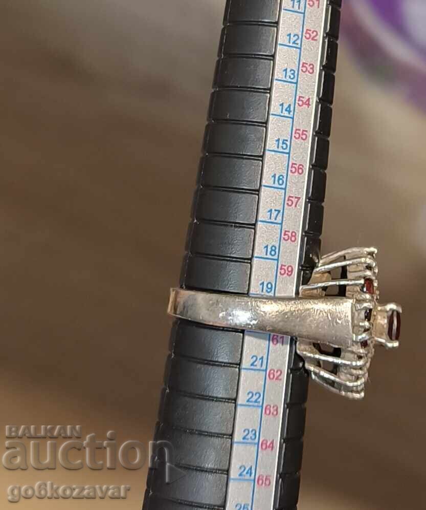 Δαχτυλίδι, Βοημικός γρανάτης, μαρμαρυγίες, Ασήμι, Υπέροχο! - 7