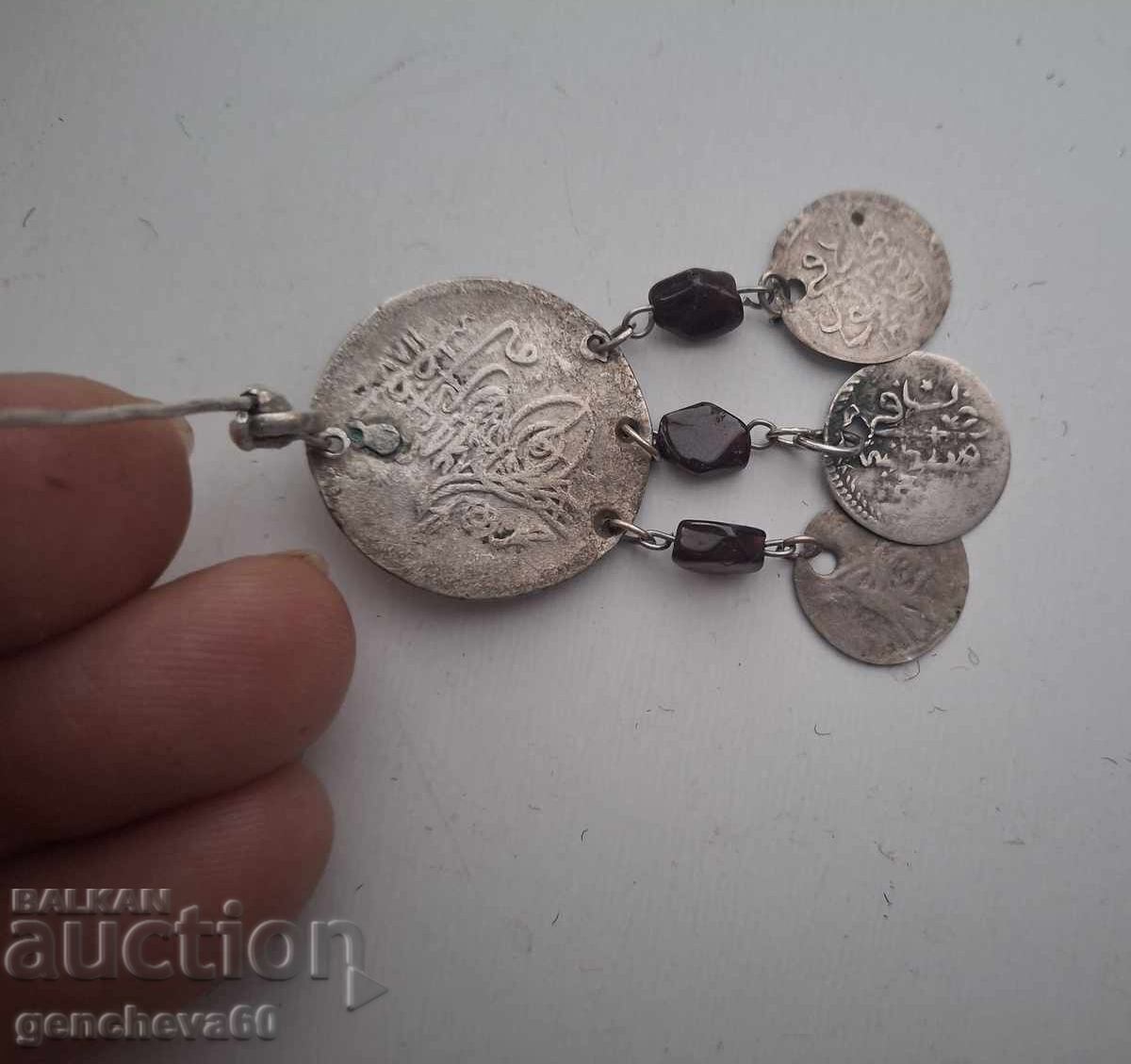 Revival-era trinket with silver coins - 7