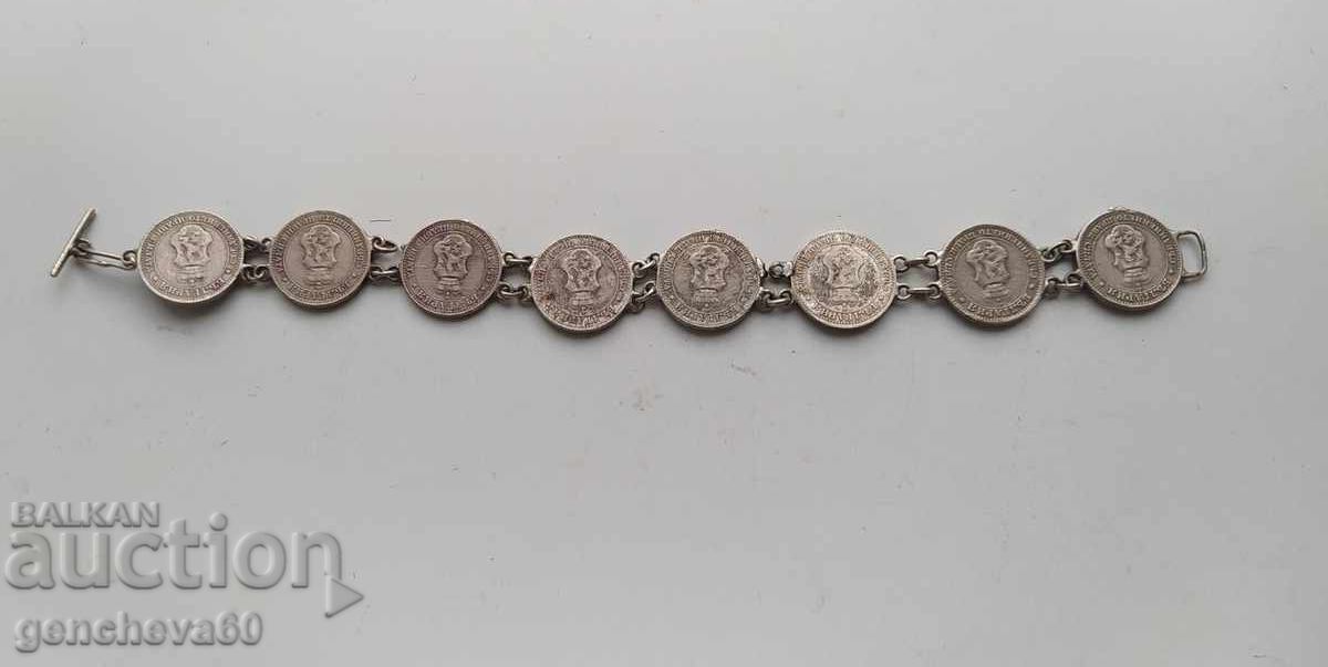 Auction Old coin bracelet with coins of 5 stotinki - 1906, 1912 and 1913 Auction Old coin bracelet with coins of 5 stotinki - 1906, 1912 and 1913