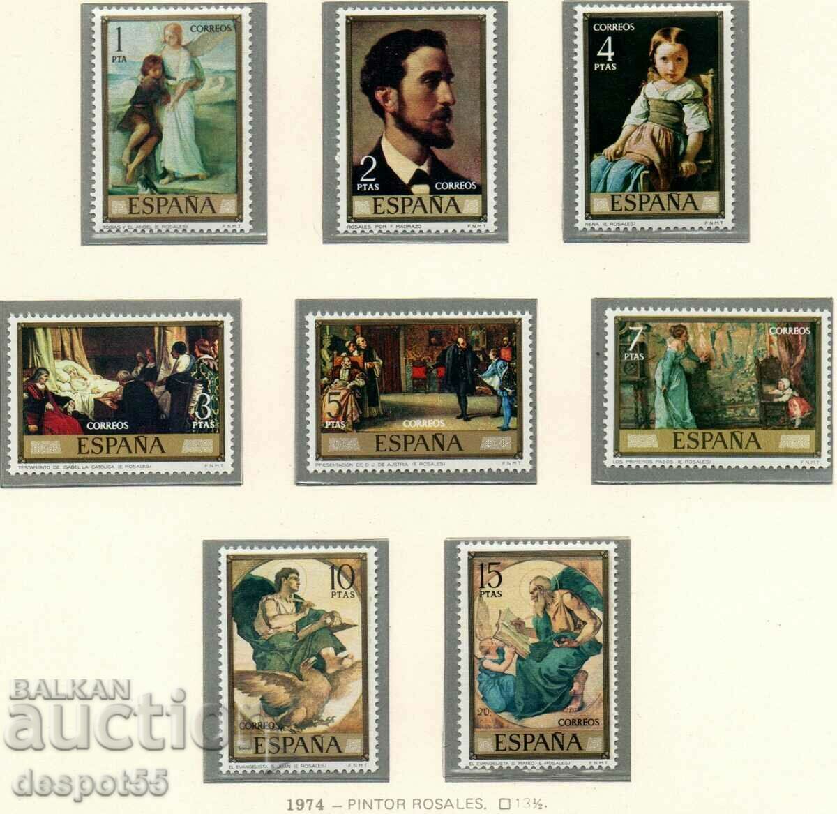 1974 Spania. Tablouri de Eduardo Rosales - Post Day. marca