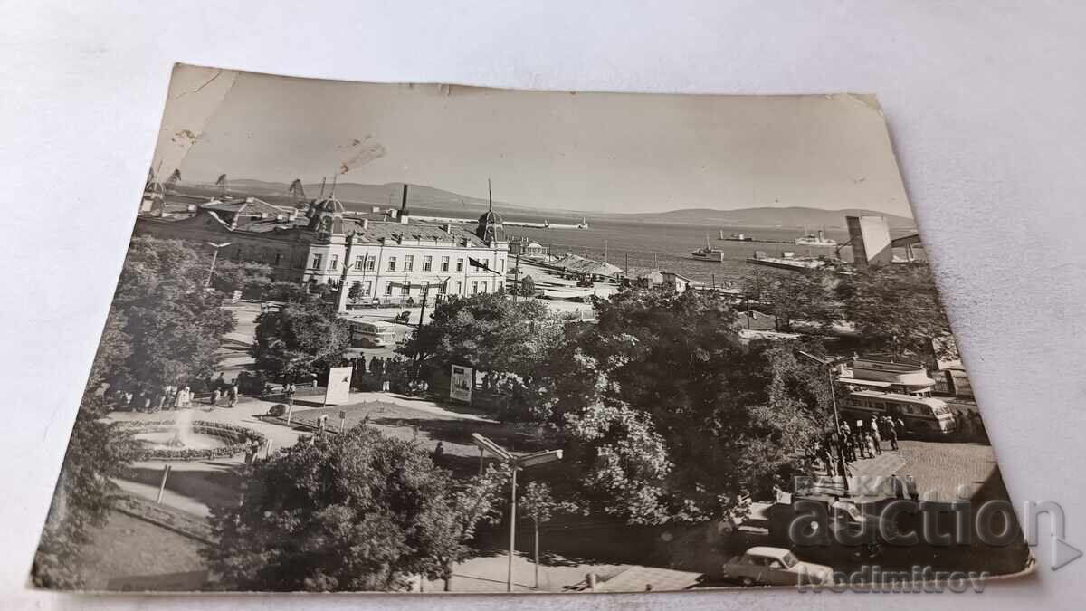 Postcard Burgas View with the port 1960