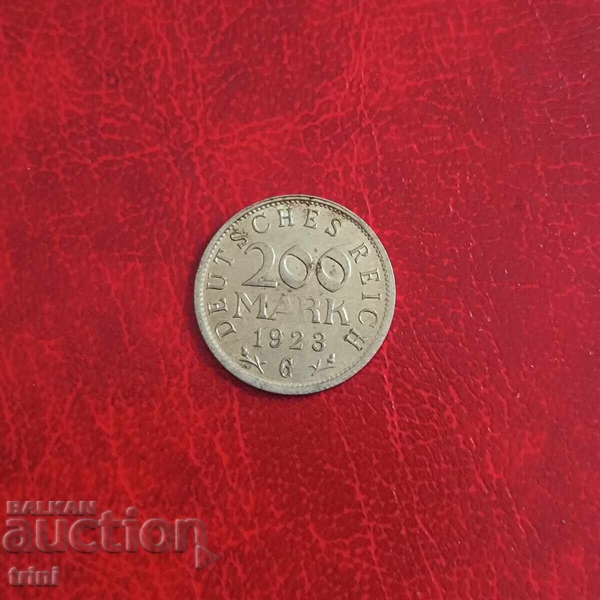 Germany 200 Mark 1923 'G' - Karlsruhe