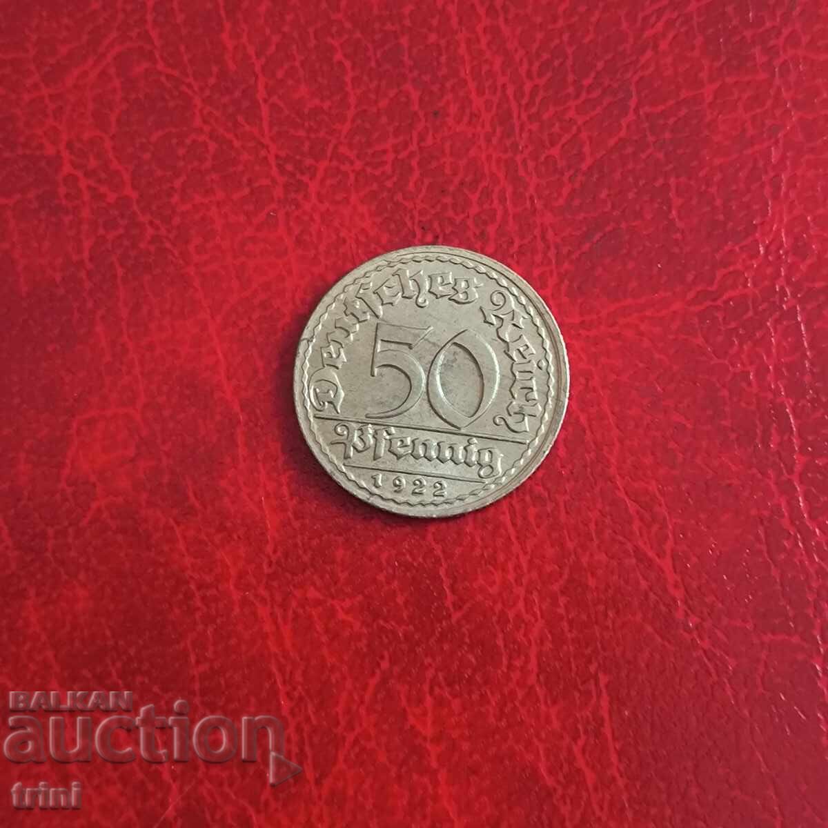 Germany 50 Pfennig 1922 'D' - Munich Germany 50 Pfennig 1922 'D' - Munich