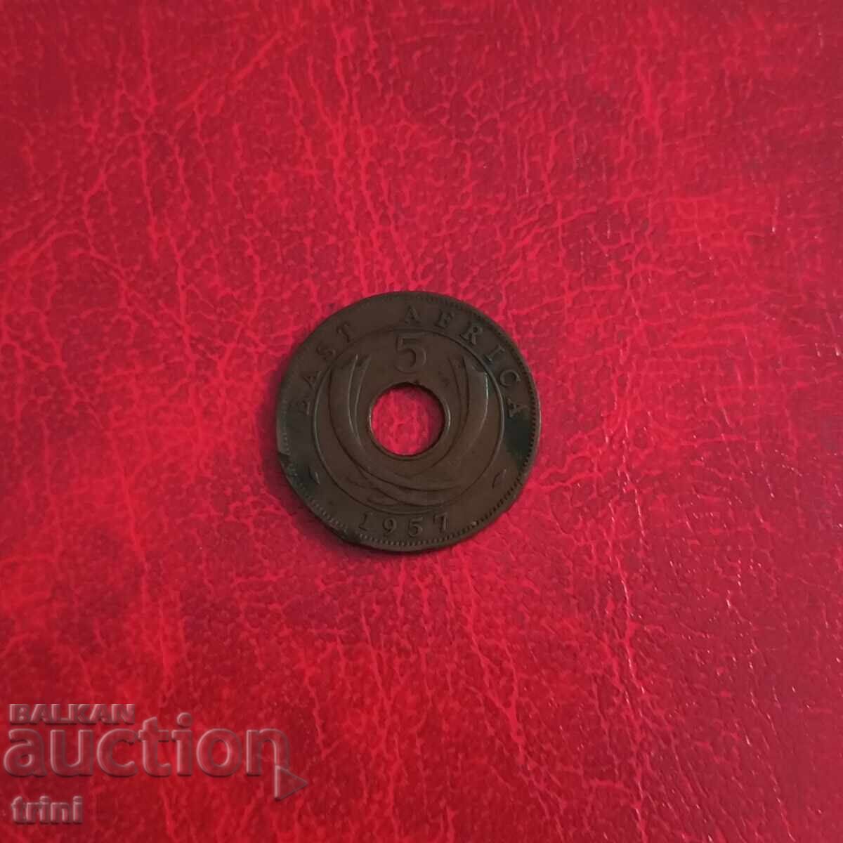 Британска Източна Африка 5 цента 1957 година с цена 12.00 лв. | € 6.14 Британска Източна Африка 5 цента 1957 година с цена 12.00 лв. | € 6.14