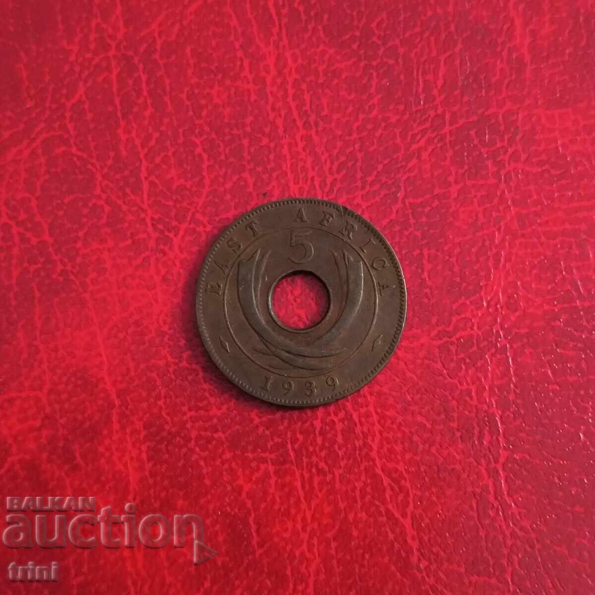 British East Africa 5 Cents 1939 with price 12.00 BGN | € 6.14 British East Africa 5 Cents 1939 with price 12.00 BGN | € 6.14