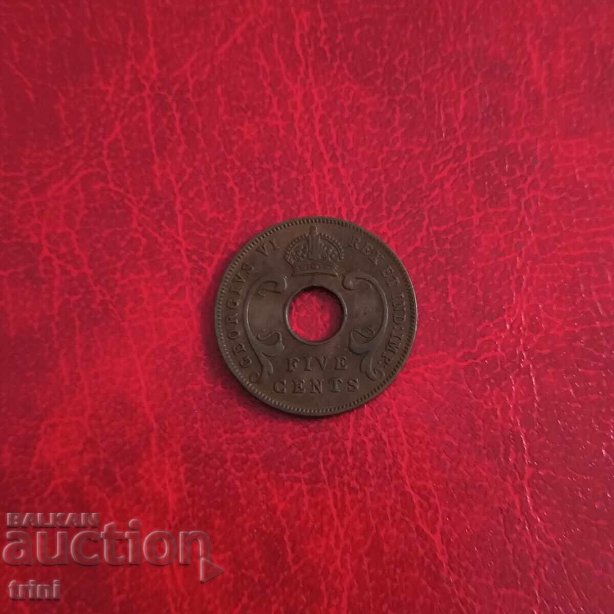 British East Africa 5 Cents 1939 British East Africa 5 Cents 1939