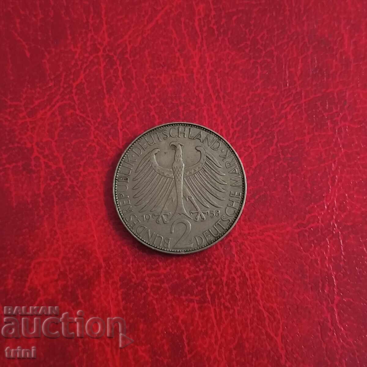 Germany 2 Mark 1958 Max Planck 'J' - Hamburg
