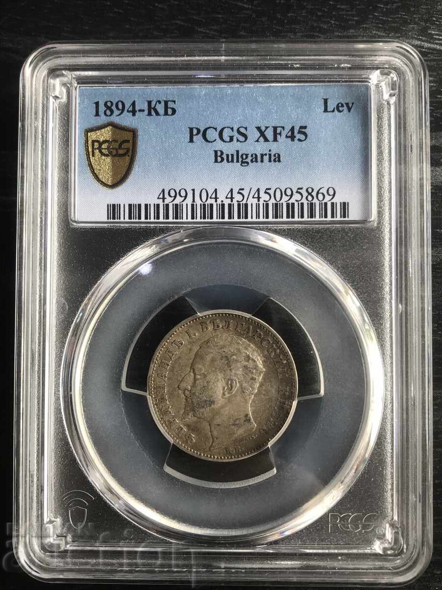 Licitație Principatul Bulgaria 1 lev 1894 Ferdinand I argint PCGS XF45 Licitație Principatul Bulgaria 1 lev 1894 Ferdinand I argint PCGS XF45