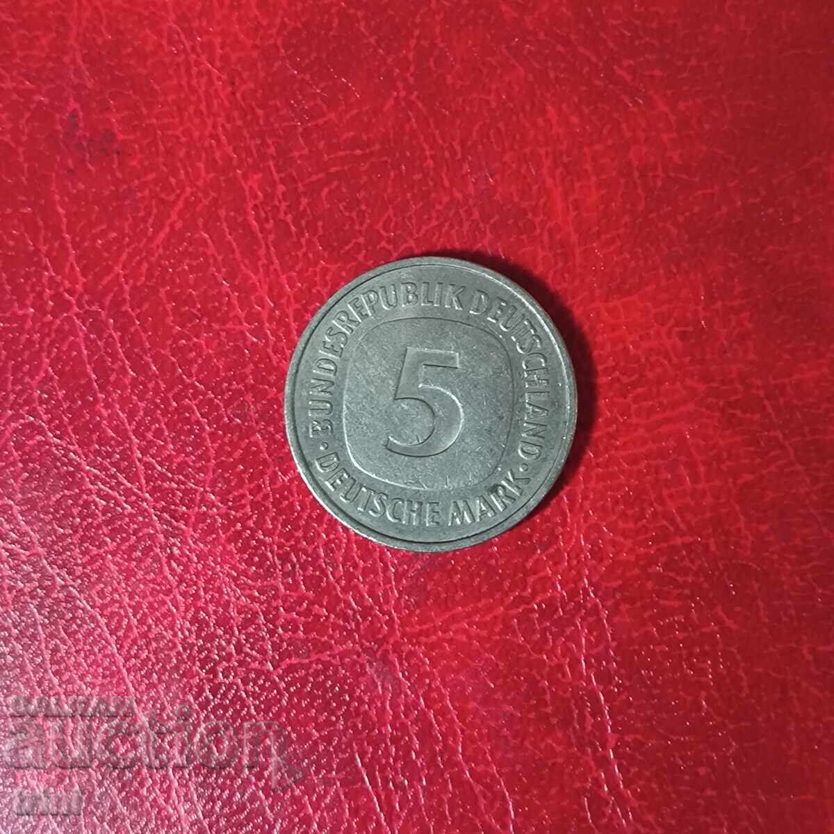 Germany 5 Mark 1975 'F' - Stuttgart with price 12.00 BGN | € 6.14