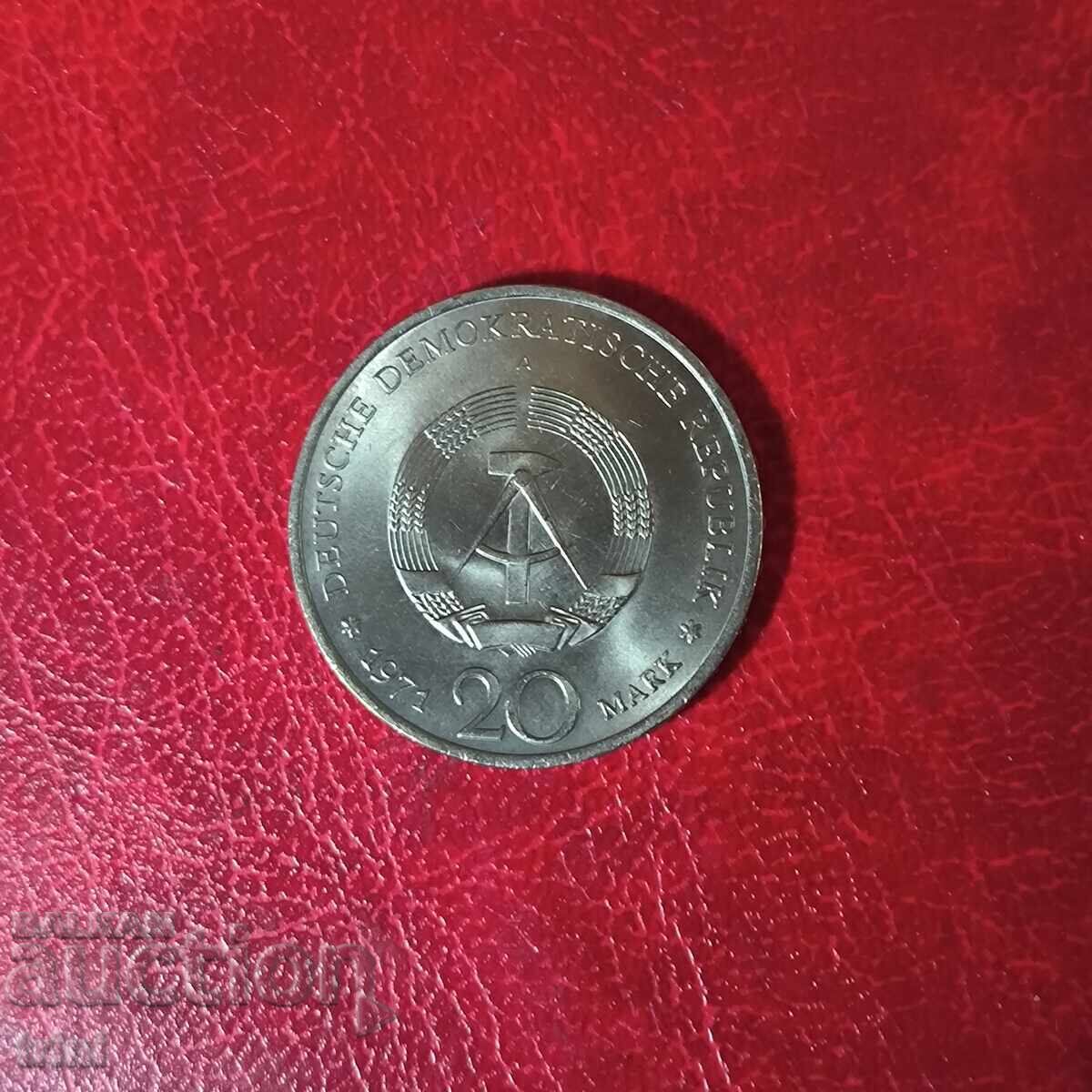 Γερμανία Ανατολική Γερμανία 20 μάρκα 1971 Έρνστ Τέλμαν με τιμή 10.00 BGN | € 5.11