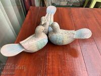 PUI PORUMBEL PASĂRE FIGURĂ LEMN SCULPTURĂ DESEN - 3 BUC