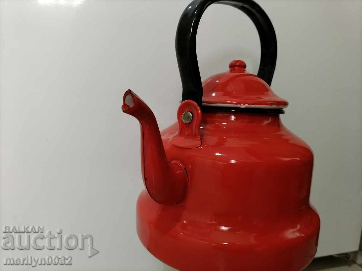 Δημοπρασία Εμαγιέ τσαγιέρα σοσιαλισμού δεκαετίας του '50, σκεύος με σμάλτο