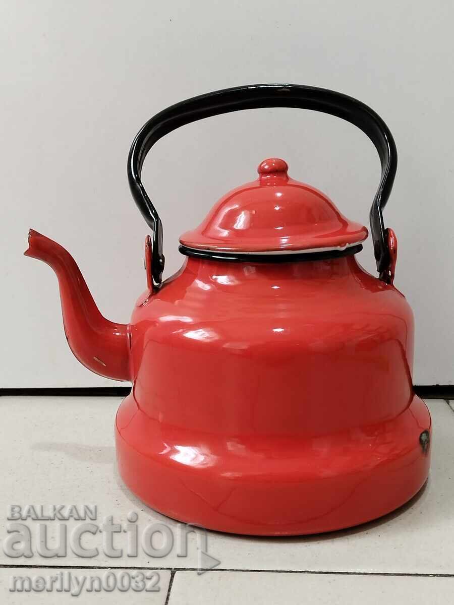 Παράδοση Εμαγιέ τσαγιέρα σοσιαλισμού δεκαετίας του '50, σκεύος με σμάλτο