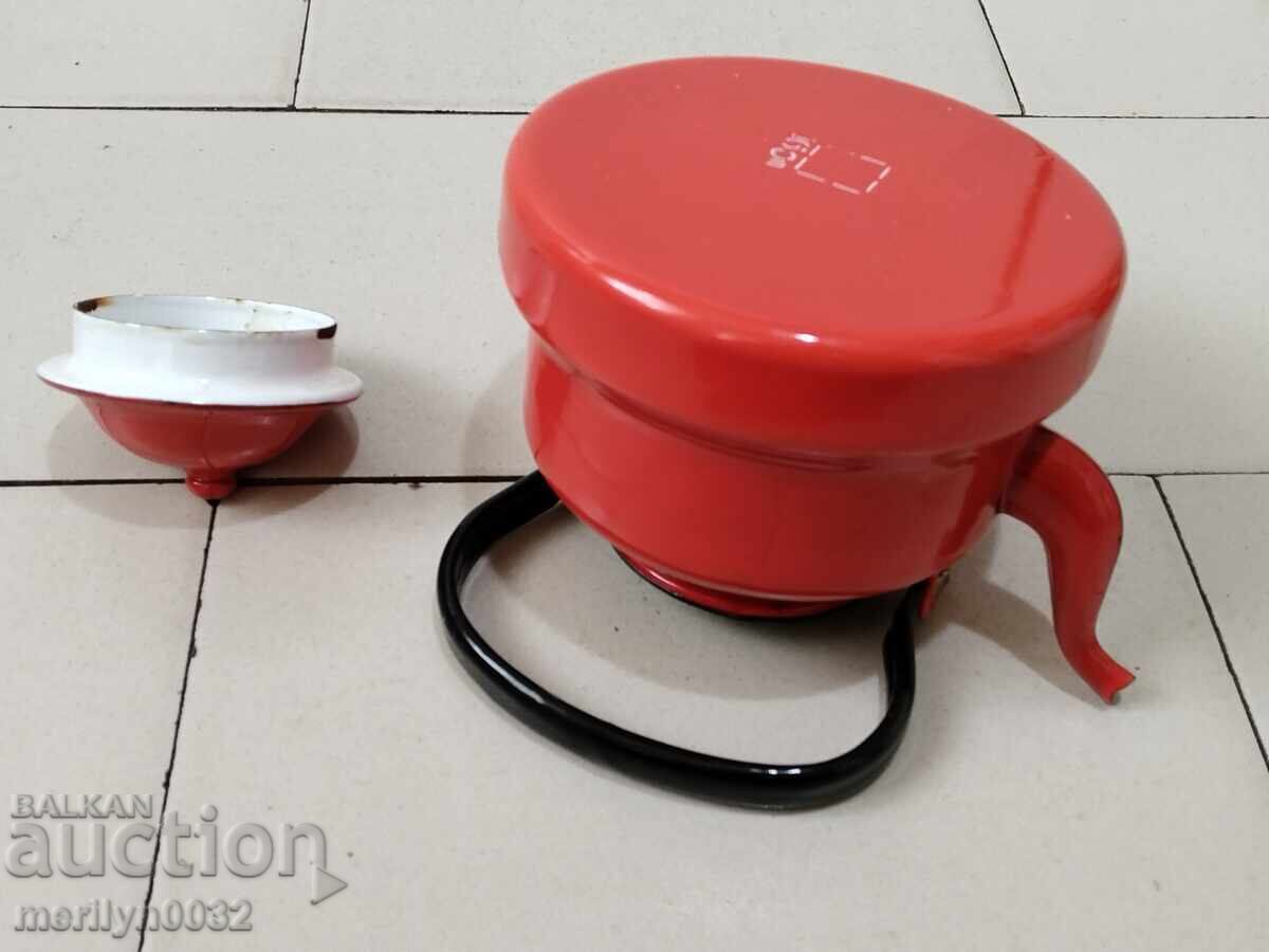 Εμαγιέ τσαγιέρα σοσιαλισμού δεκαετίας του '50, σκεύος με σμάλτο - 6