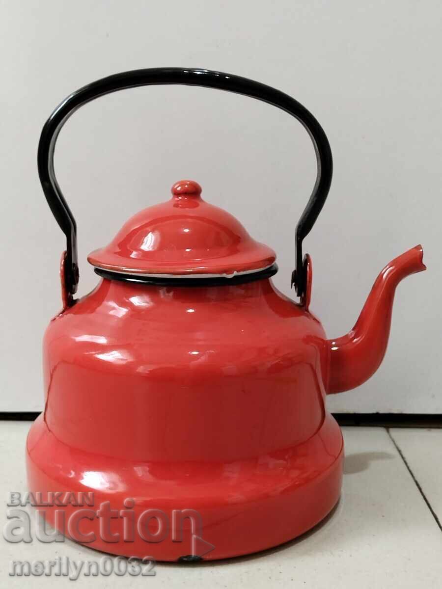 Εμαγιέ τσαγιέρα σοσιαλισμού δεκαετίας του '50, σκεύος με σμάλτο