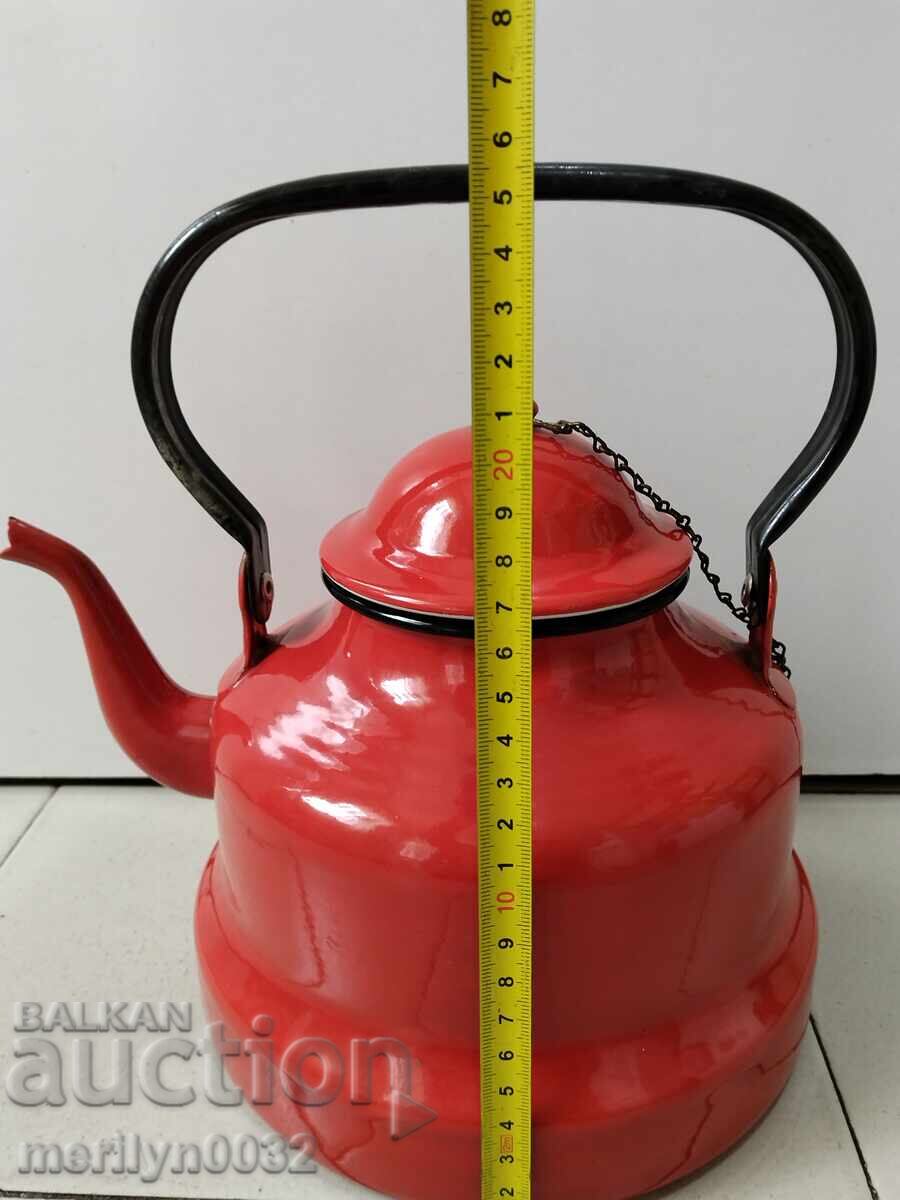 Delivery of Enamelled teapot from the 50s, enamel vessel