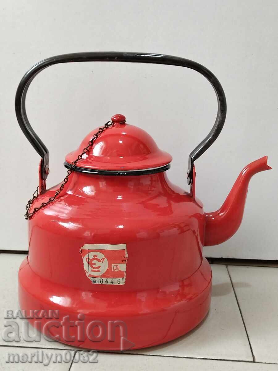 Enamelled teapot from the 50s, enamel vessel