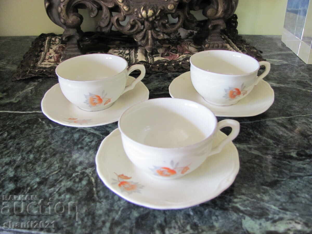 Πορσελάνινες κούπες καφέ - 3 τεμάχια, μαρκαρισμένες