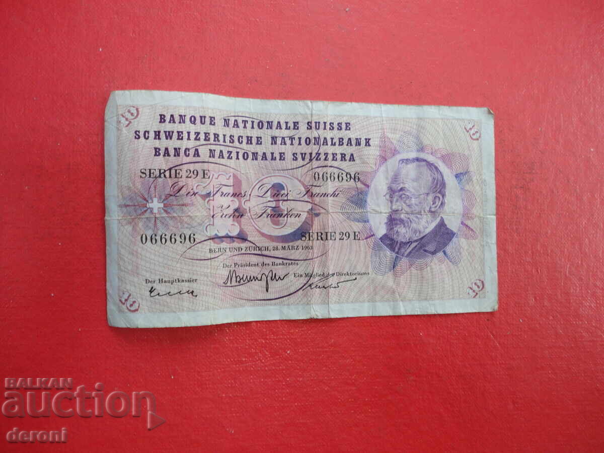 Παράδοση 10 ελβετικά φράγκα ελβετικά φράγκα 1963