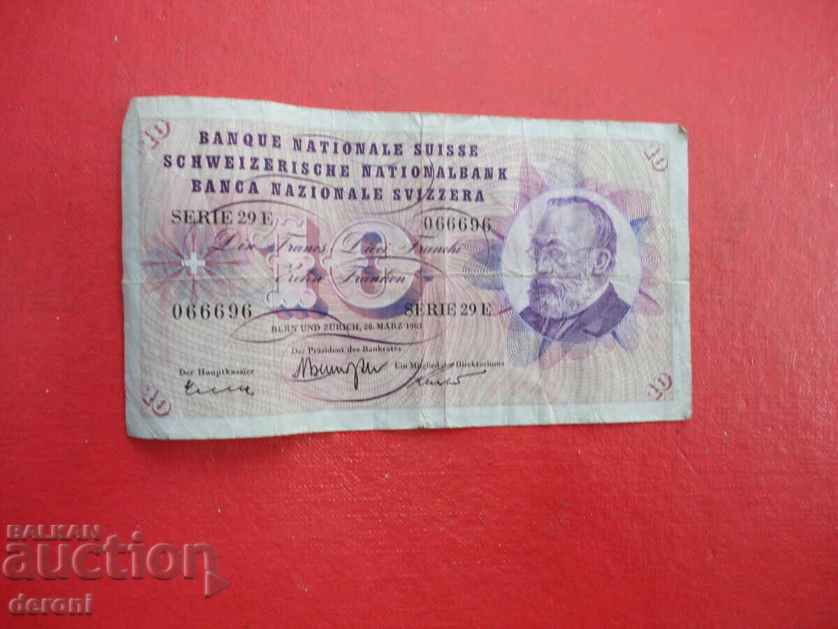 10 ελβετικά φράγκα ελβετικά φράγκα 1963 - 5