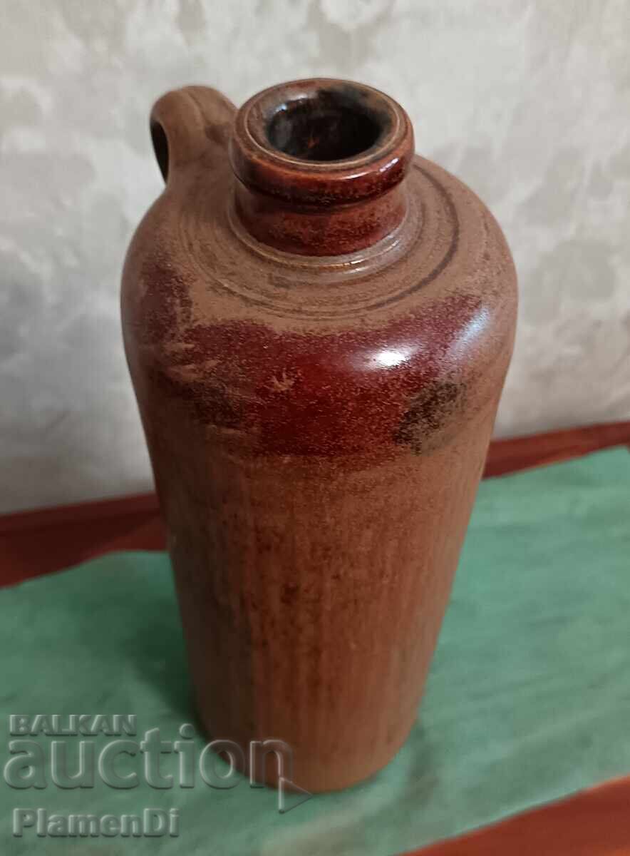 Sticlă vintage, antică, ceramică cu mâner - 6
