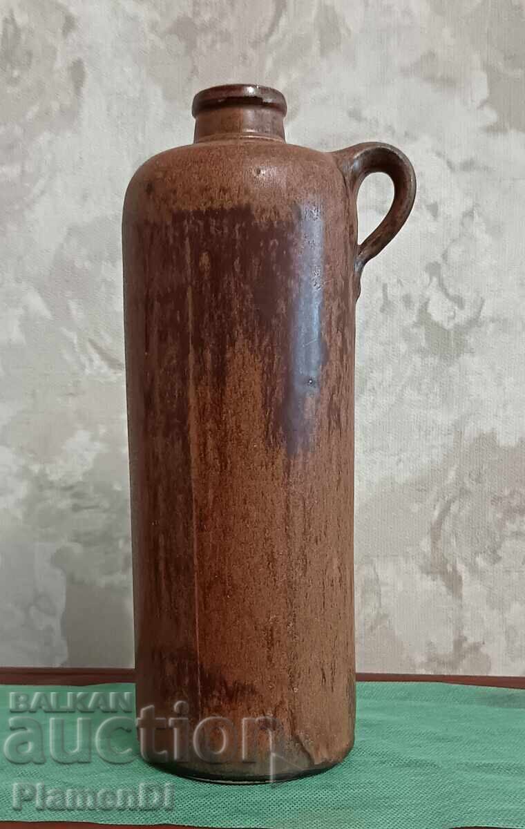 Sticlă vintage, antică, ceramică cu mâner