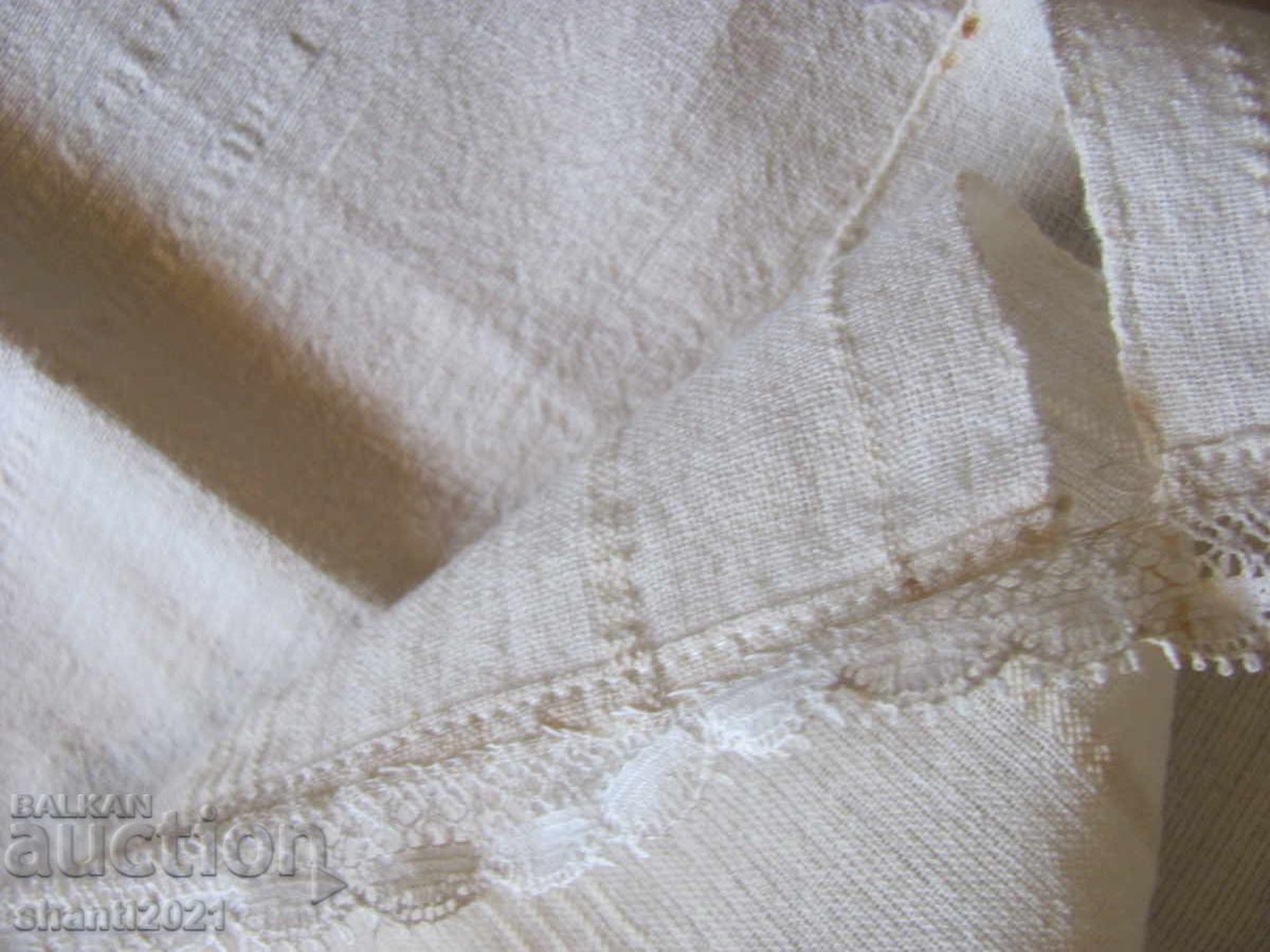 Доставка на 19в. кърпа, ръчно тъкан кенар, дантела,120х40см. /2 броя