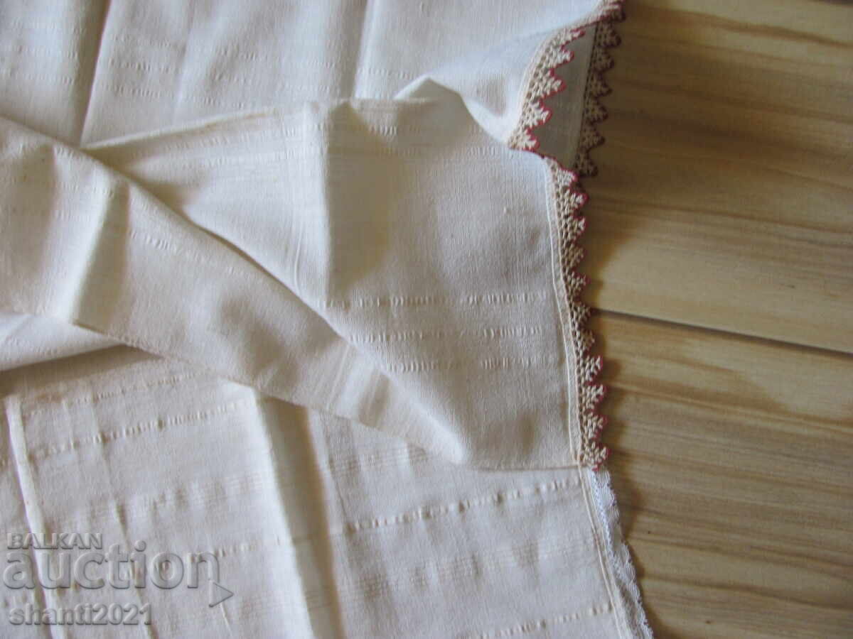 19в. кърпа, ръчно тъкан кенар, дантела,120х40см. /2 броя - 6