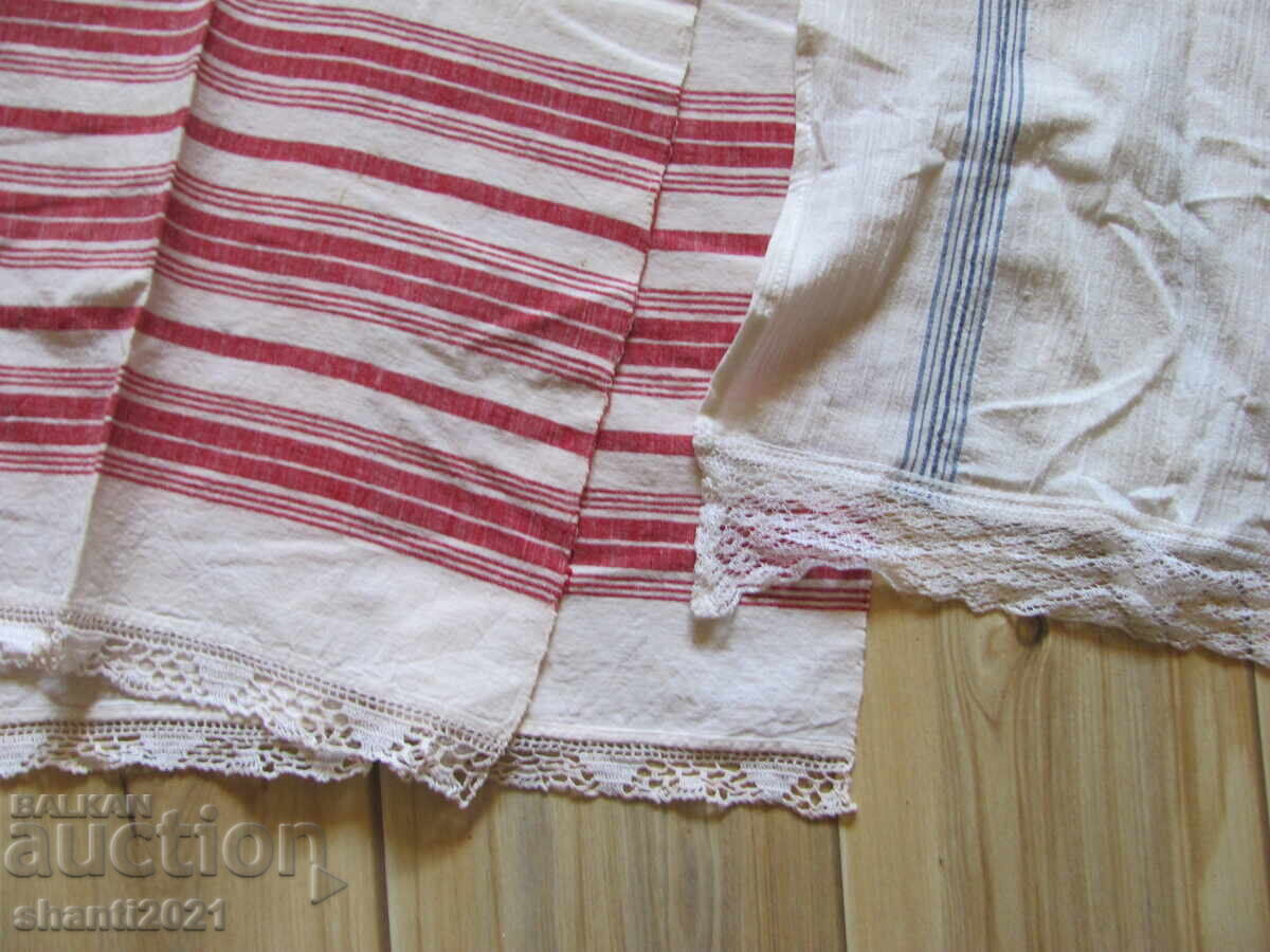 19в. кърпа, ръчно тъкан кенар, дантела ,  2 броя с цена 22.40 лв. | € 11.45