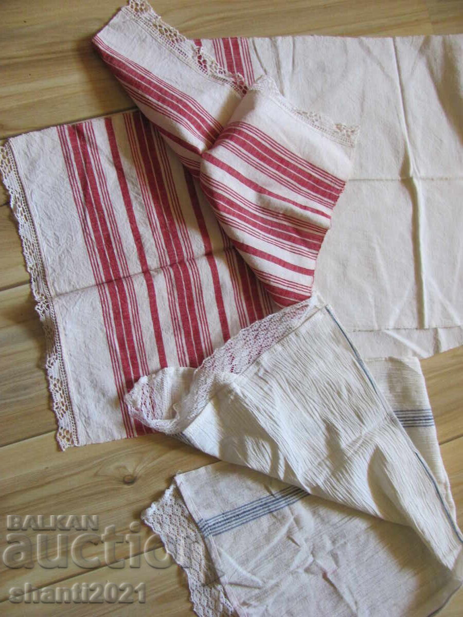 Аукцион 19в. кърпа, ръчно тъкан кенар, дантела ,  2 броя