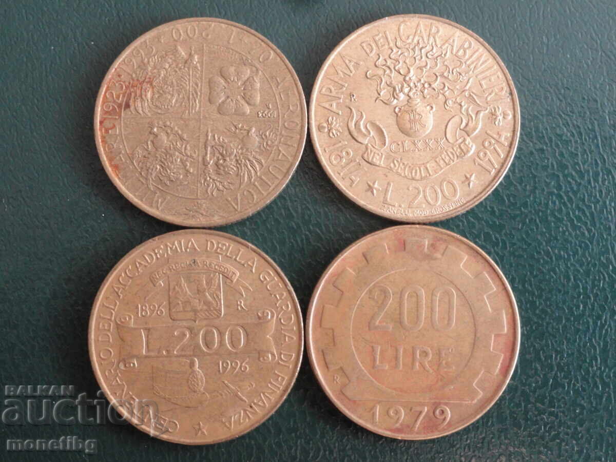 Италия - 200 лири (4 броя) Италия - 200 лири (4 броя)
