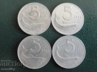 Ιταλία 1951-55 - 5 λίρες (4 τεμάχια)