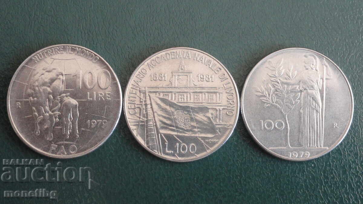 Δημοπρασία Ιταλία 1979-81 - 100 λιρες (3 τεμάχια) Δημοπρασία Ιταλία 1979-81 - 100 λιρες (3 τεμάχια)