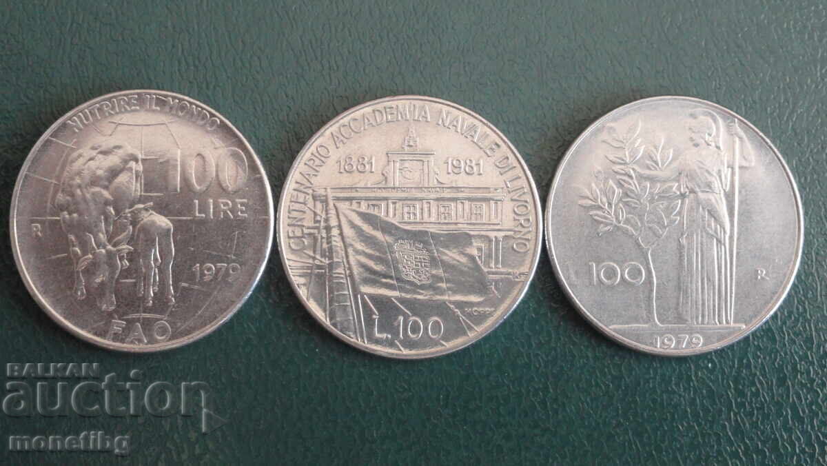 Ιταλία 1979-81 - 100 λιρες (3 τεμάχια) Ιταλία 1979-81 - 100 λιρες (3 τεμάχια)