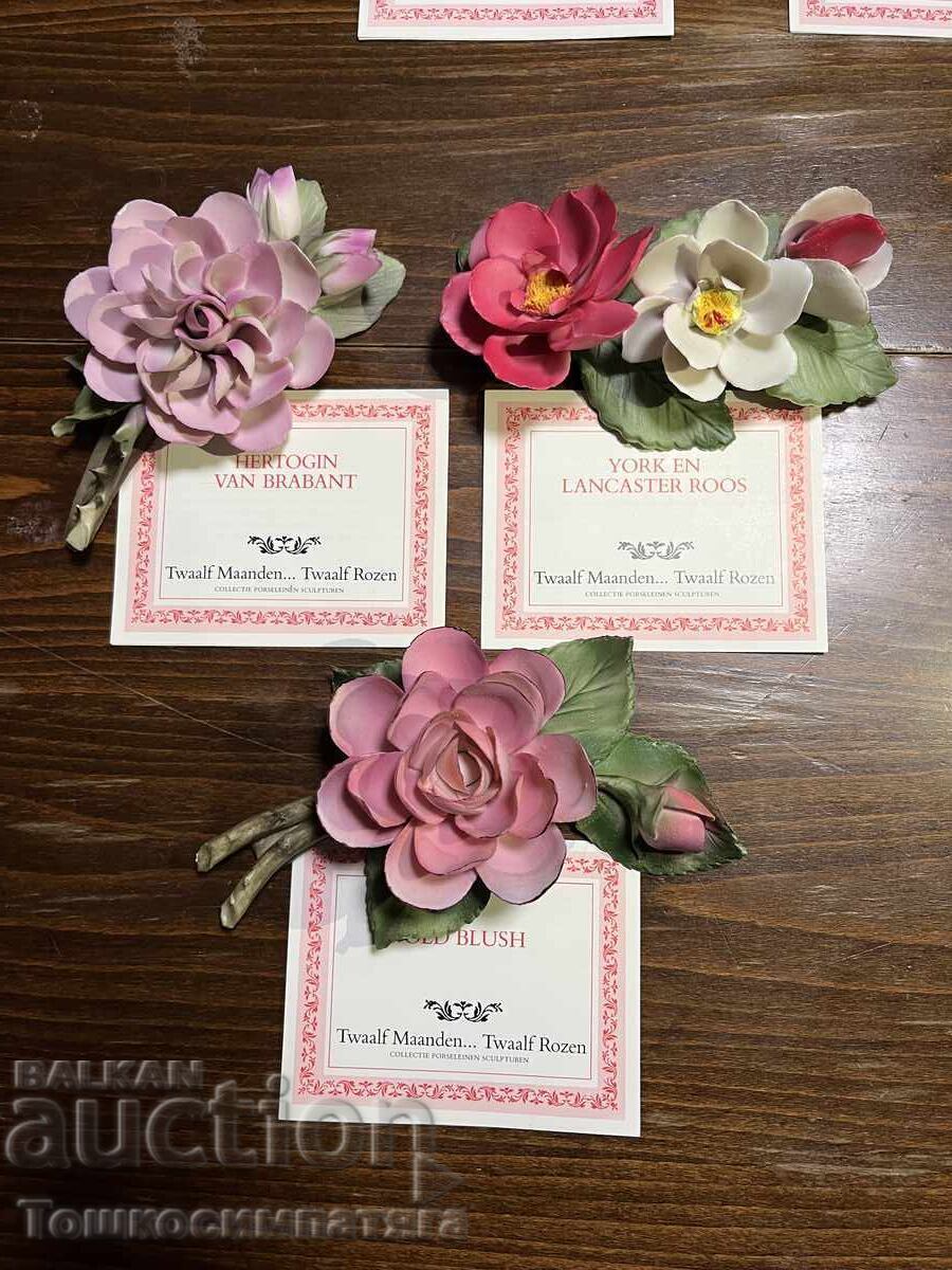 Доставка на Колекция от 12 порцеланови рози