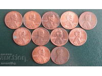 ΗΠΑ - 1 σεντ (11 τεμάχια)