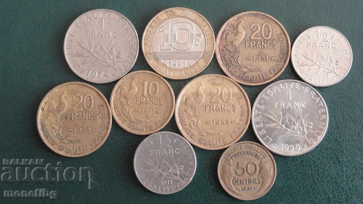 Licitație Franța - 10 monede (diferite)