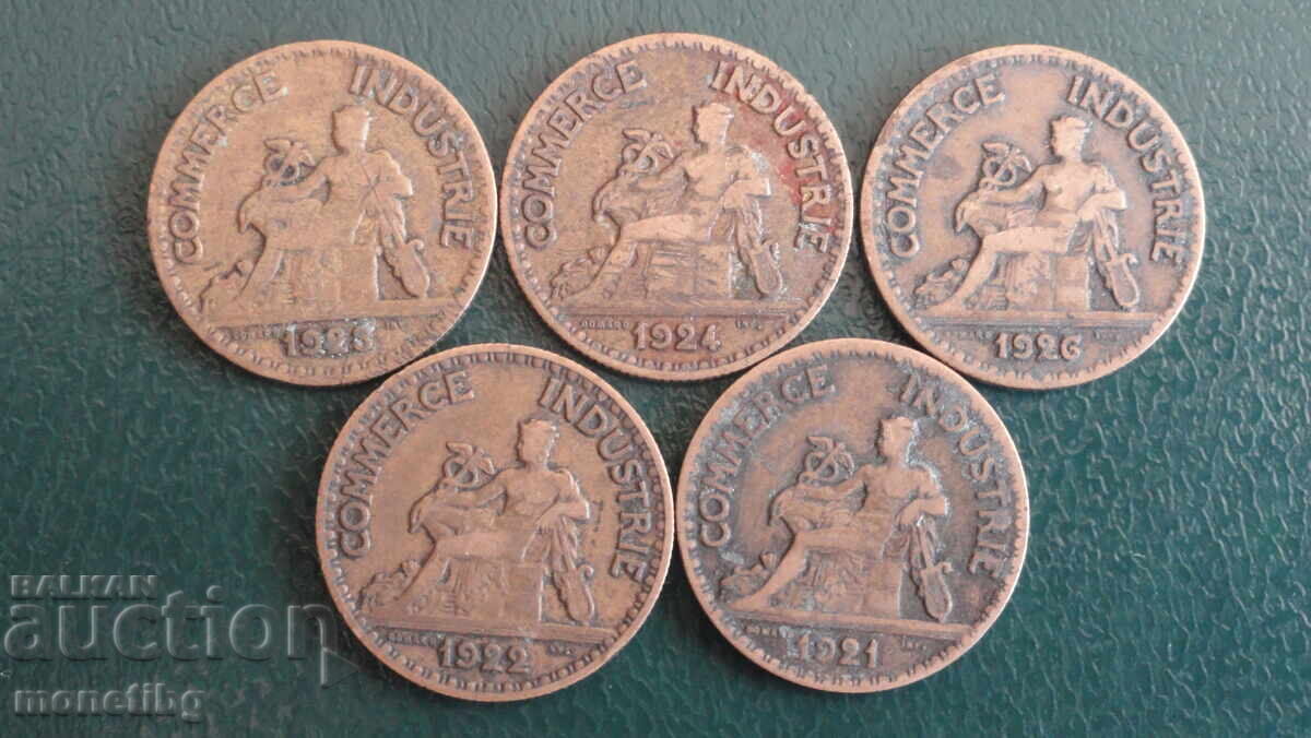 Аукцион Франция 1921-26г. - 50 сантима (5 броя)