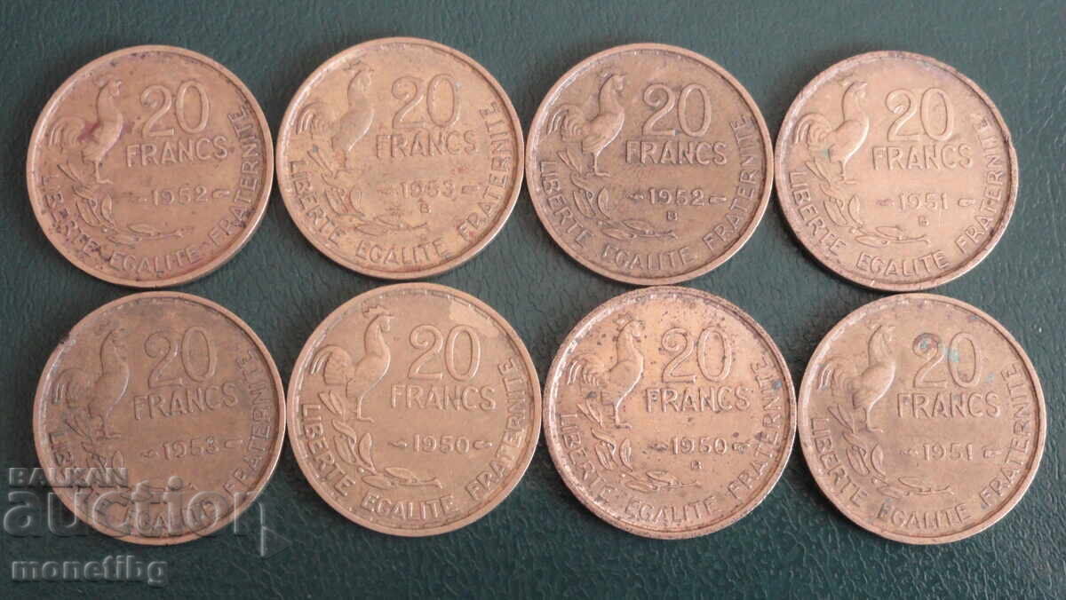 Γαλλία 1950-53 - 20 φράγκα (8 τεμάχια)