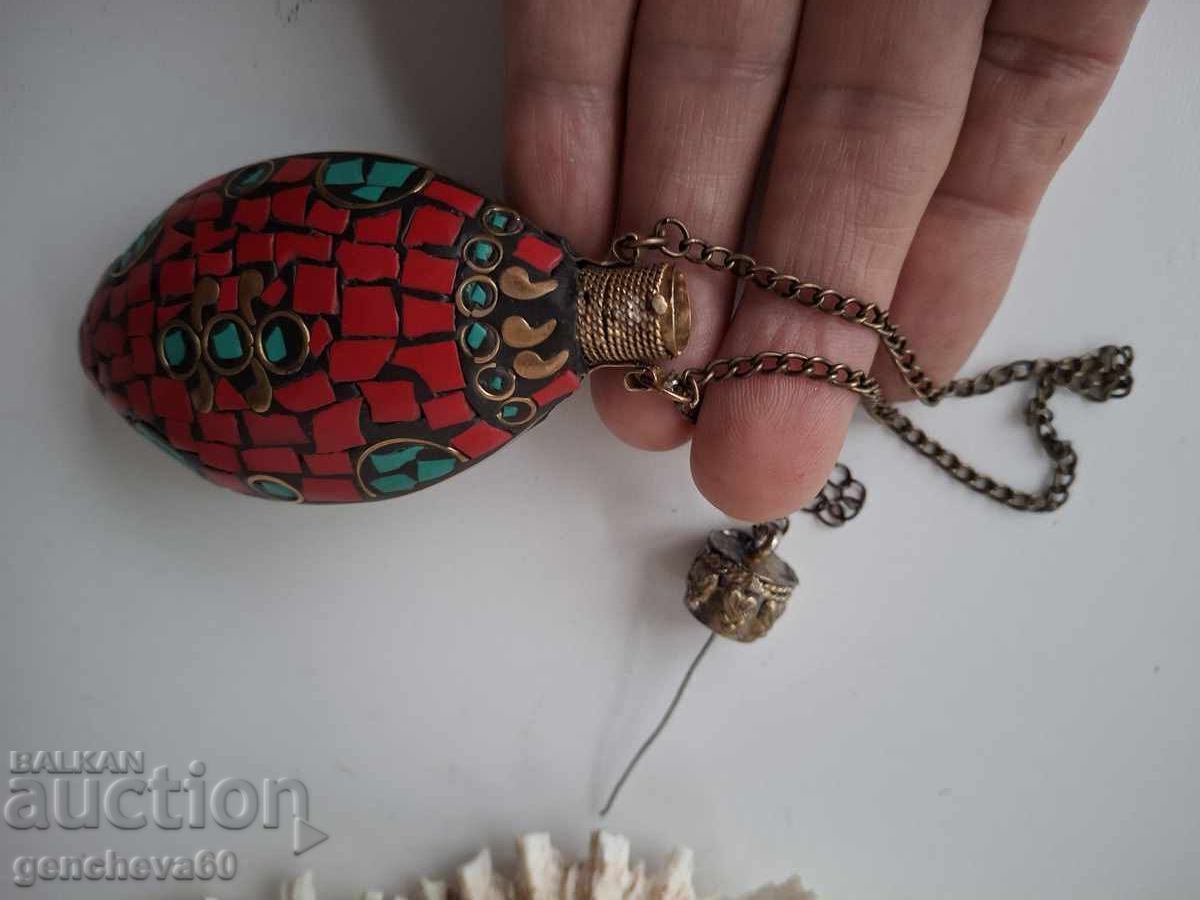 Delivery of Retro bronze pendant, oil bottle, mosaic, turquoise, coral