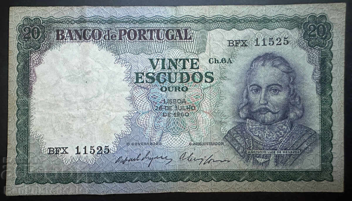Portugal 20 Escudos 1960 Pick 176 Ref 1525