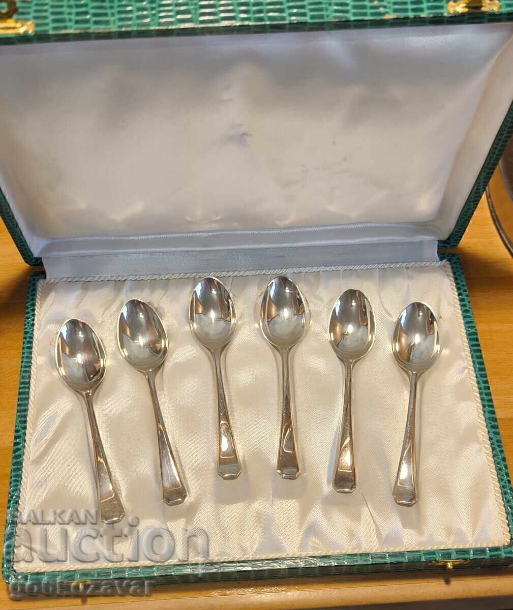 Аукцион Комплект сребро лъжички Англия 1948 г / сребро 950 нови !